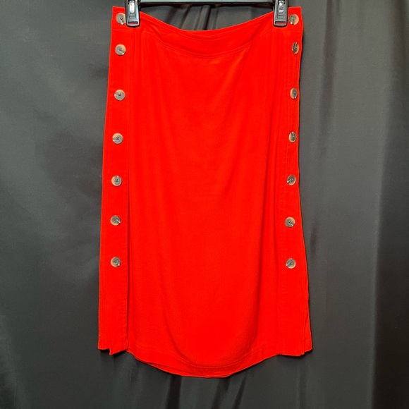 Madewell Women's Red Side Button Skirt - Picture 4 of 10